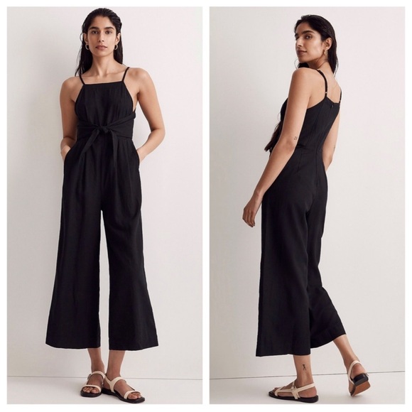 Madewell Pants - Madewell Tie-Waist Crop Wide-Leg Jumpsuit Blackberry 6
